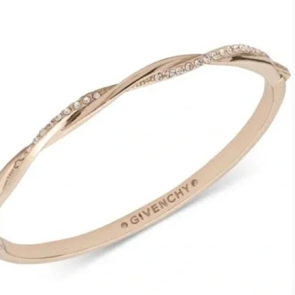 Givenchy Pavé Twist Bangle Bracelet Gold Tone - Picture 1 of 2